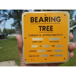 NOS Vintage Bearing Tree Metal Sign Retired Land Surveyors Sign