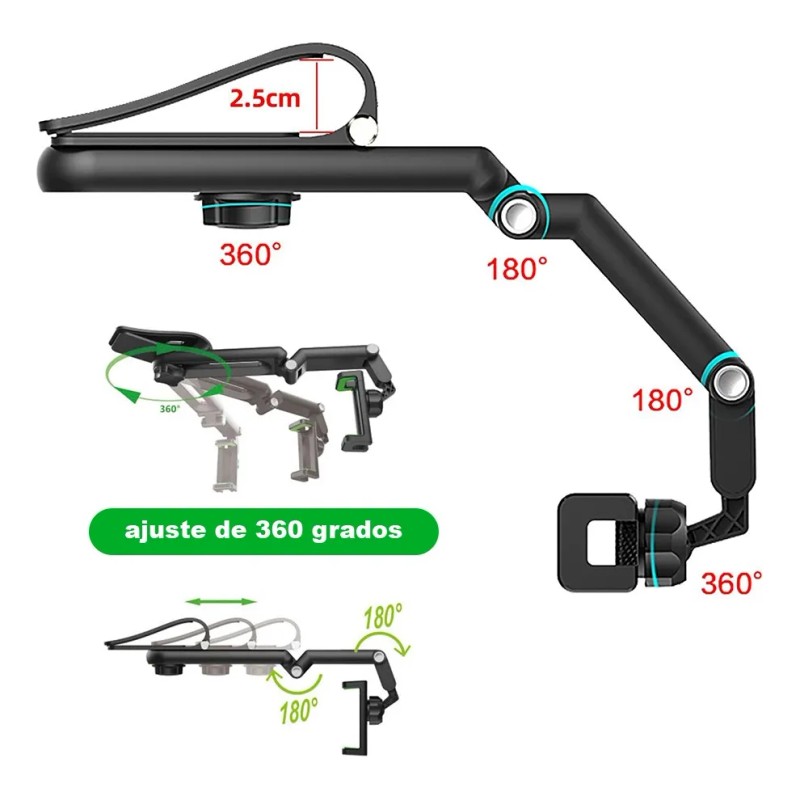 Soporte Teléfono Porta Celular 360° Carro Brazo Ajustable