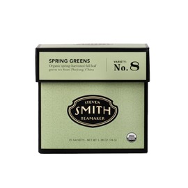 Smith Teamaker Spring Greens No. 8, Mao Feng Green Tea, Caffeinated, Sugar-Free, Sustainably Grown Full Leaf Green Tea, 15 Sachets, 1.3oz each
