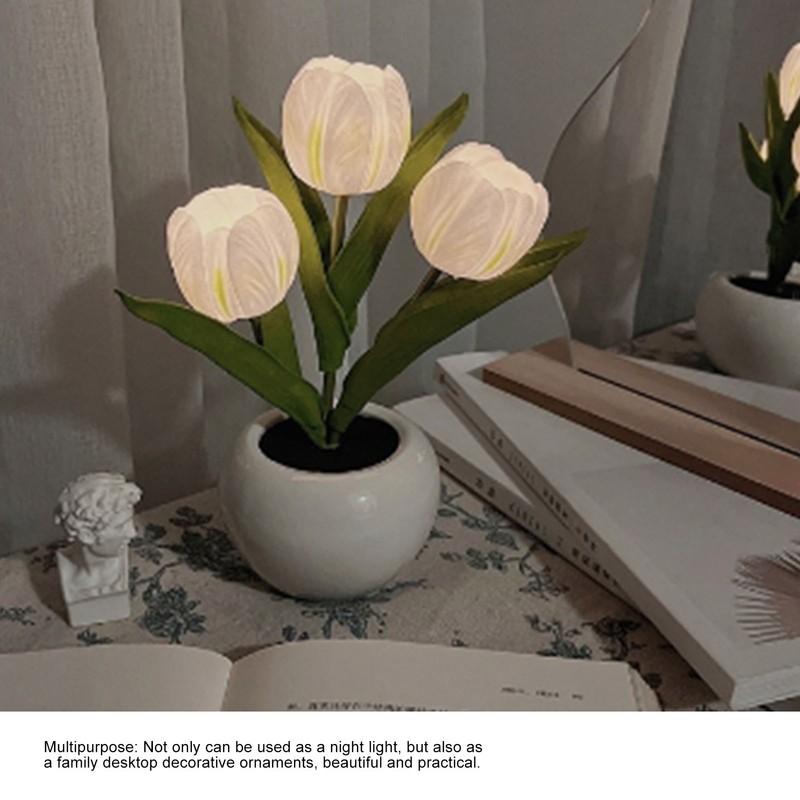 Tulip Night Light Soft Light Exquisite Ceramics PU Flower Table