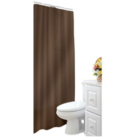 Dependable Industries inc. Essentials Bathroom Magnetized Shower Curtain Liner with Metal Grommets Waterproof (Brown)