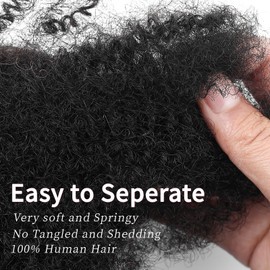 EV&ET Afro Kinkys Bulk Human Hair, Fluffy Soft Kinky Curly Bulk for Dreadlocks Repairing, Micro Twist Braiding, Length and Thickness Extending (Natural,100g/3.3oz, 8inches)