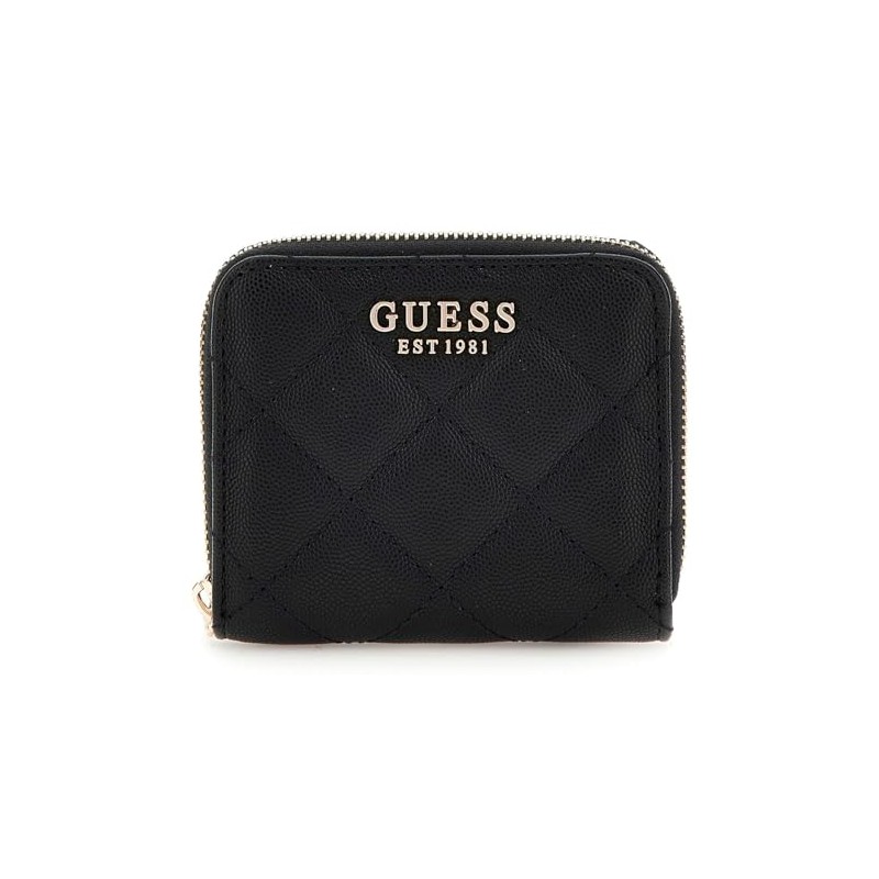 GUESS Eco Carly SLG Small Zip Around Wallet Black, black,
