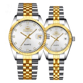MASTOP Luxury Women Men Couples Quartz Watches Calendar Sports Waterproof Lover's Stainless Steel Wristwatches