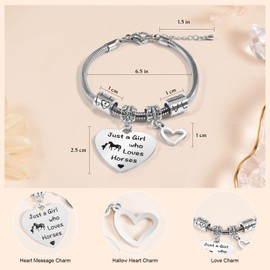 YELUWA Dog/Horse Bracelet for Girls Women, Animal Bracelets Only a Girl Who Loves Dogs Bracelet Birthday Graduation Inspirational Bracelets for Girls Animal Lovers Friends Daughter Sister, Stainless