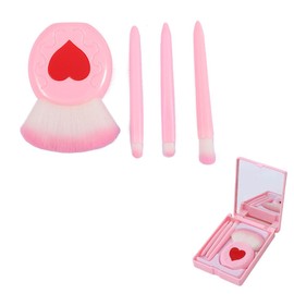 BZKSER Make up Pinsel - 4 Stück Reise Kosmetik Pinsel Set mit Spiegelbox,Profi Kosmetikpinsel mit Etui,Tragbar Schminkpinsel,Vegan Gesichtspinsel Pinsel Lidschattenpinsel für Puder,Rouge,Reisen