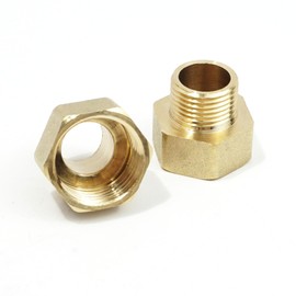 1/2" Female to 3/8" Male BSP Thread Brass Hex Bushing Reducing Connector,1/2" to 3/8" Socket Adapter with Sealing Rings Durable Corrosion-Resistant Fittings for Water, Gas, and Pipe Connections ​2Pack