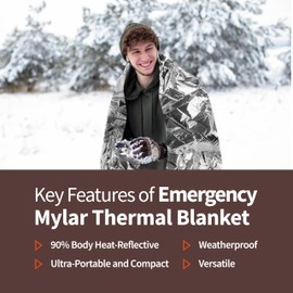 Mylar Emergency Blankets,Survival Emergency Thermal Blankets,4 Pack,82 in x 52 in