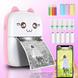 Modern Mini Thermal Label Printer, 1 Set Portable Rechargeable Photo Thermal Printer, Portable Handheld Printer, Thermal Printers, Multi-purpose Pocket Photo Printing Machine Set, Idea Gift, School Supplies, Thermal Shipping Printer:_Baby Pink_one-size