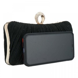 EROUGE Women Evening Clutch Purses Rhinestone Wedding Clutch Evening Handbag for Formal (Black)