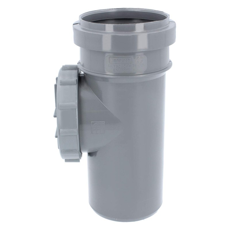 PP cleaning pipe, inspection pipe, diameter DN 75 mm, grey,