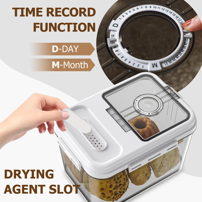 Olimingse Bread Box For Kitchen Countertop, Airtight Bread Storage Container,