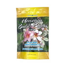 Grow More Urea-Free Hawaiian Bud and Bloom 5-50-17 Fertilizer - 3lbs of Water Soluble Bloom Booster Fertilizer for Flowers - High Phosphorus Flower Food for Enhanced Bud Formation & Vigorous Blooms