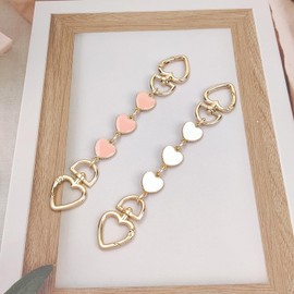 Nalefow Women Purse Strap Extender Bag Extender Chain Exquisite Bag Charms Pearl Flowers Purse Strap Chain Purse Accessories for DIY Shoulder Bag (2PCS Pink White Heart Sets)