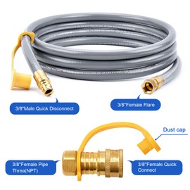 GasSaf 5249 Propane to Natural Gas Conversion Kit 10FT Natural Gas Hose For Blackstone 28"、36" Griddles, Tailgater, Rangetop Combo and Single Burner Rec Stove - 3/8inch Quick Connect Fitting