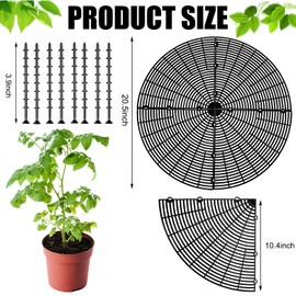 WBNYX 20.5 Inch Plant Pot Cover,Durable Cat & Dog Digging Stopper with Deep Stakes,Adjustable Soil Guard Grid for Indoor & Outdoor Flower Pots,Black Animal Protector