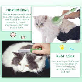 Cat Brush for Shedding with Pet Nail Clippers, 3 in 1 Cat Grooming Brush Set, Self Cleaning Cat Grooming Shedding Brush suitable for Long & Short Haired Cats Dogs (with pet nail clippers)