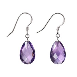 Franki Baker Dainty Facetted Amethyst Drop Earrings 925 Sterling Silver Stone Grade: A+ Length:3cm Nickel Free