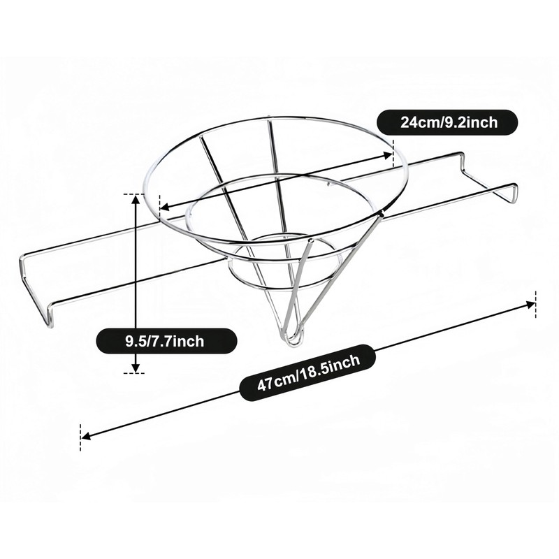 Portable folding cooking oil filter holder, 10" Chrome-Plated Steel Fryer
