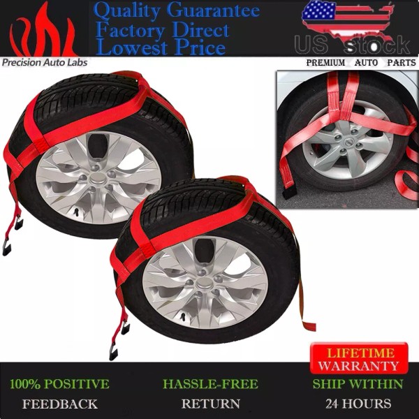 Precision Auto Labs 2PCS Car Basket Straps Adjustable Tow Dolly