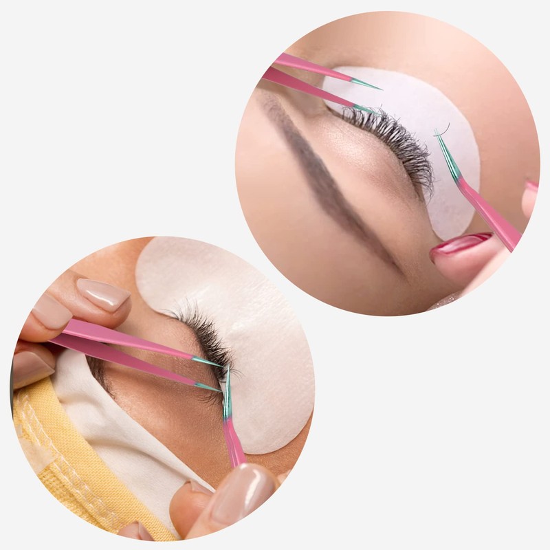 1Pcs Eyelash Tweezers, Nair Art Tweezers Straight and Curved Tip,