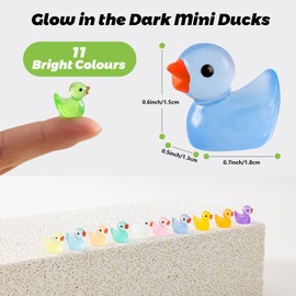 Makorobi 110 Pcs Luminous Mini Resin Ducks, Tiny Duck Bulk Glow in The Dark Small Plastic Miniature Ducks Figures for Dollhouse Decor Micro Garden Home Landscape Aquarium Craft Gifts Party Favors Toys