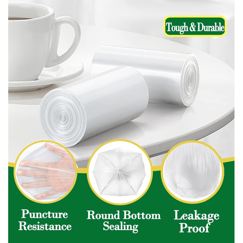 Hommaly 2.6 Gallon 200 pcs Small Clear Trash Bags, Strong