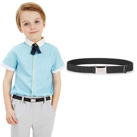 Jasgood Children's Belt, Elastic Belt, Unisex, Boys and Girls, Elementary School Students, Easy to Put on and Take Off, Easy Toilet, Uniform, Girls, Boys, Adjustable Size, One Size Fits All, 01 black