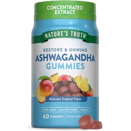 Nature's Truth Ashwagandha Gummies | 60 Count | Tropical Flavor | Vegan, Non-GMO, & Gluten Free Supplement