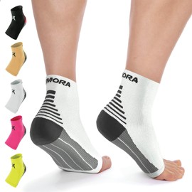 Plantar Fasciitis Sock Foot Compression Sleeves for Men/Women (Pair, White, S)