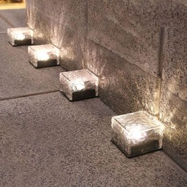 Alvinlite Solar Ground Lights for Outside, Paver Lights Waterproof Landscape Light Ice Cube Light Solar Brick Lights for Garden Patio Walkway Pathway Lawn, Automatic Light Control Switch(cool light)