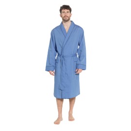 INSIGNIA Mens Plain Woven Lightweight Cotton Poly Dressing Gown Robe (UK, Alpha, XXL, Regular, Regular, Sky Marl)