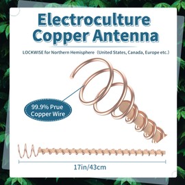 Electroculture Plant Stakes, 6 Pack 11.5" Long Copper Garden Stakes, Electroculture Gardening Copper Coil Antennas for Growing Garden, Indoor Plants and Vegetables, Copper Pyramid Tensor Rings Kit