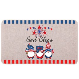 YOUWOUS 4th of July Door Mat 17x29 Inch, God Bless USA Welcome Doormat, Independence Day Indoor Outdoor Entrance Floor Mat for Home Decorations