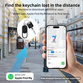 Keychain Tracker Tags-2 Pack, Bluetooth Tracker Works with Apple Find My APP (iOS only, not for Android), Key Finder Locator with Sound, Item Locator for Keys, Luggage, Backpacks and Suitcases (Black)