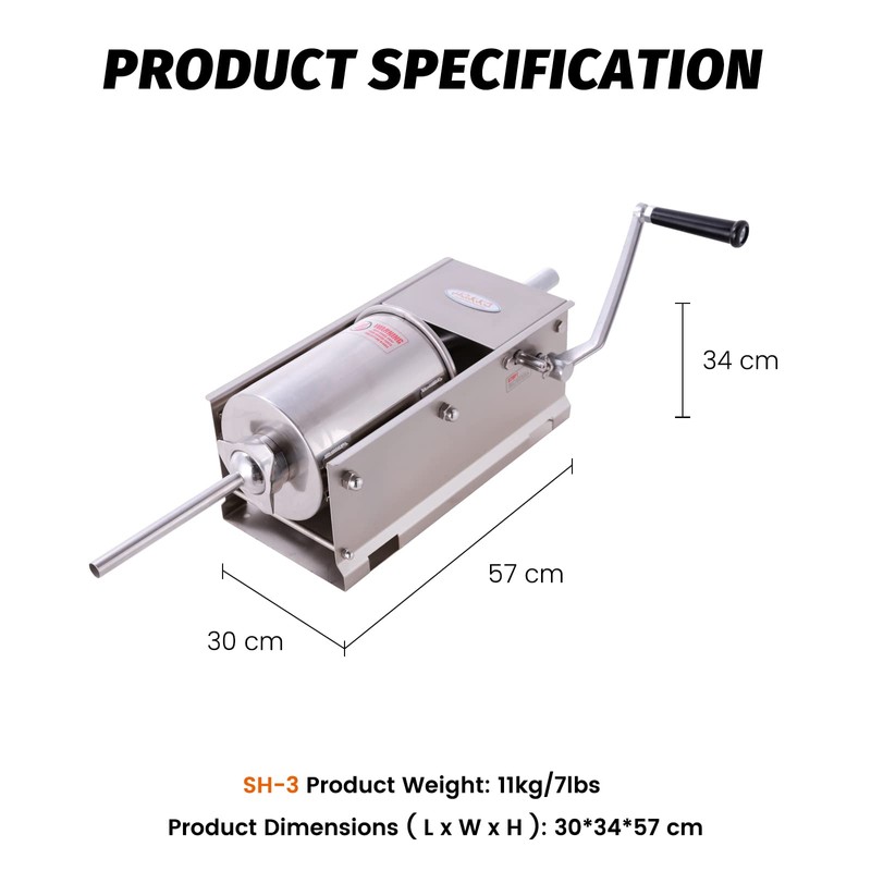 Hakka Sausage Stuffer 2 Speed Stainless Steel Vertical Sausage Maker