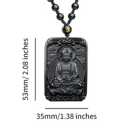 LXMYLI Black Obsidian Buddha Jade Pendant, Zodiac Bodhisattva Amulet Talisman, Healing Crystal Stone Amulet Pendant (Includes Certificate)