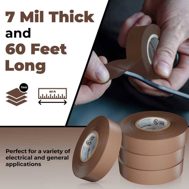 OhLectric Professional Grade Vinyl Electrical Tape - 7 Mil Thick,