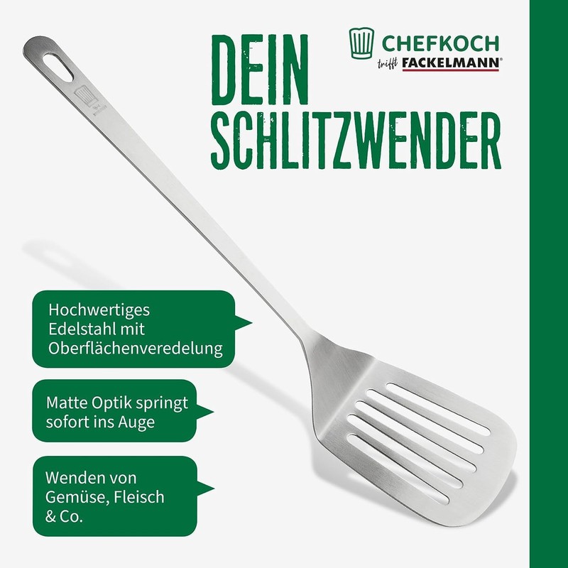Chefkoch trifft Fackelmann Slotted Turner - Perfect for Turning Food,