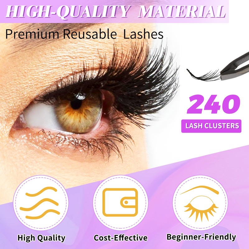 Eyelash Extensions, Eyelash Extensions, 240 Pieces, 40D Natural False Eyelashes