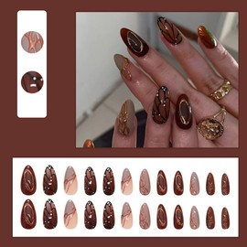 24 Pcs French Tip Press on Nails Short Almond,ZWENJIE Acrylic Nail Tips Kit Fake Nails Press ons Stick on Nails Supplies Glue on Nails Full Cover Artificial False Nails with Butterfly Design for Women