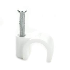 BG Electrical Round Cable Clips, Pack of 50, White, 8 mm