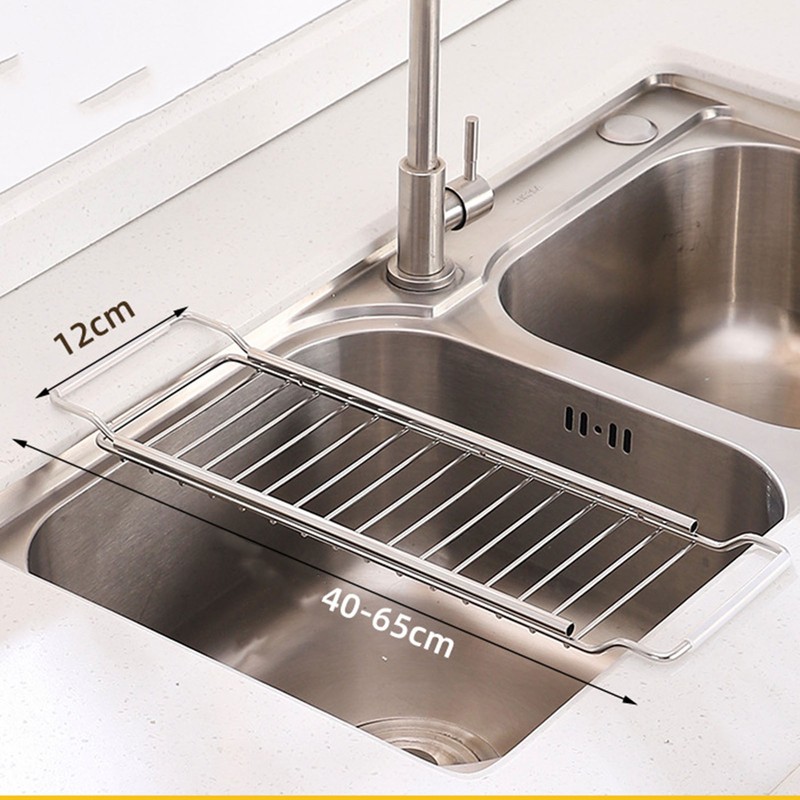Telescopic Sink Storage Rack Stainless Steel Expandable Kitchen Sink Organizer