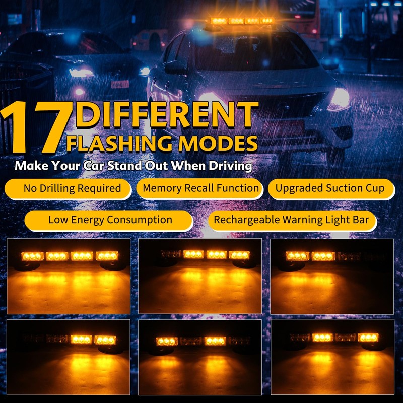 OPL5 Rechargeable Emergency Strobe Light,12 LED Rooftop Emergency Hazard Strobe