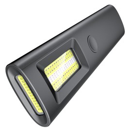 Yuspakone Rechargeable Flat EDC Flashlight - 600 Lumens White Light, Side Light with Red/Blue Strobe, Magnetic Base, Clip - for Repairing, Camping, Hiking