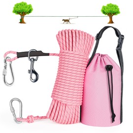 Tresbro Dog Camping Leash, 50ft/75ft/100ft Dog Trolley System for Dogs up to 300lbs, Portable Lightweight Dog Runner Lead for Yard, Reflective Dog Tie Out Cable for Camping, Courtyard, Park, Outside