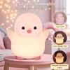 FAMIDUO Pink Penguin Night Light,Food Grade Soft Silicone Nursery Nightlight