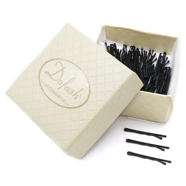 Dofash 100Pcs Bobby Pins Hair Pins Steel Hair Clips 3.5Cm/1.38" Hair Accessories With Gift Box For Girls (Black)
