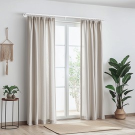 Zeerobee Curtain Rods for Windows 72 to 144, 1 Inch Industrial Wrap Around White Curtain Rod, Indoor/Outdoor Room Divider Adjustable Drapery Pole, 72"-144"