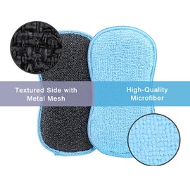 HOMEXCEL 12 Pack Multi-Purpose Scrub Sponges Kitchen, Dish Sponge, Non-Scratch Microfiber Sponge for Efficiently Cleaning Dishes, Pots, and Pans (Blue)